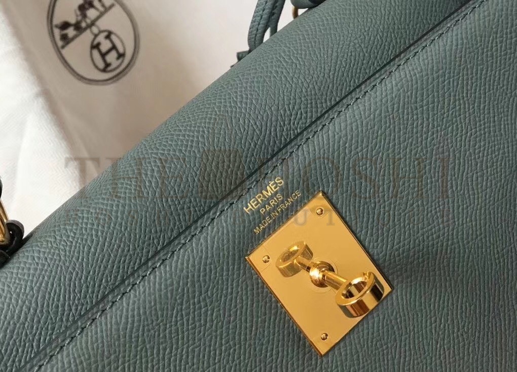 H**me5 Vert Amande Epsom Kelly 25cm Sellier Bag GHW Master Quality