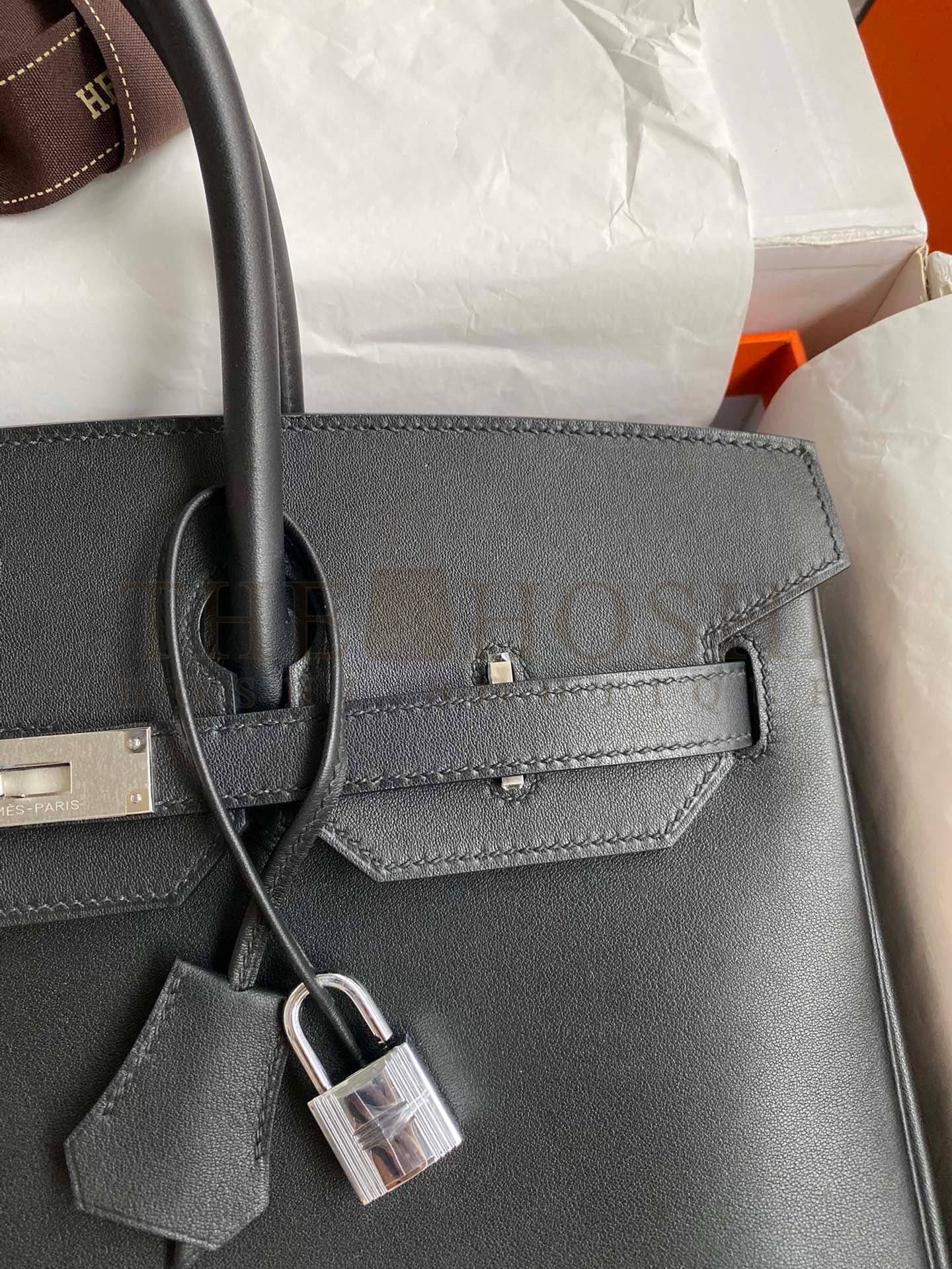 H**me5 Birkin 35 Retourne Handmade Bag in Black Swift Leather Master Quality