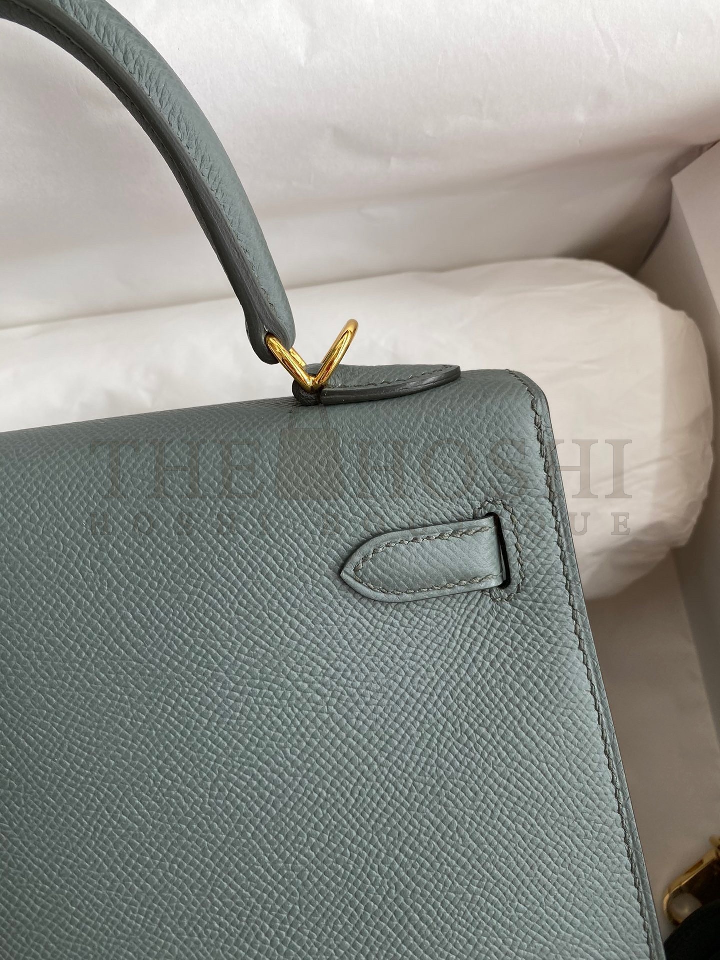 H**me5 Kelly Sellier 25 Handmade Bag In Vert Amande Epsom Calfskin Master Quality