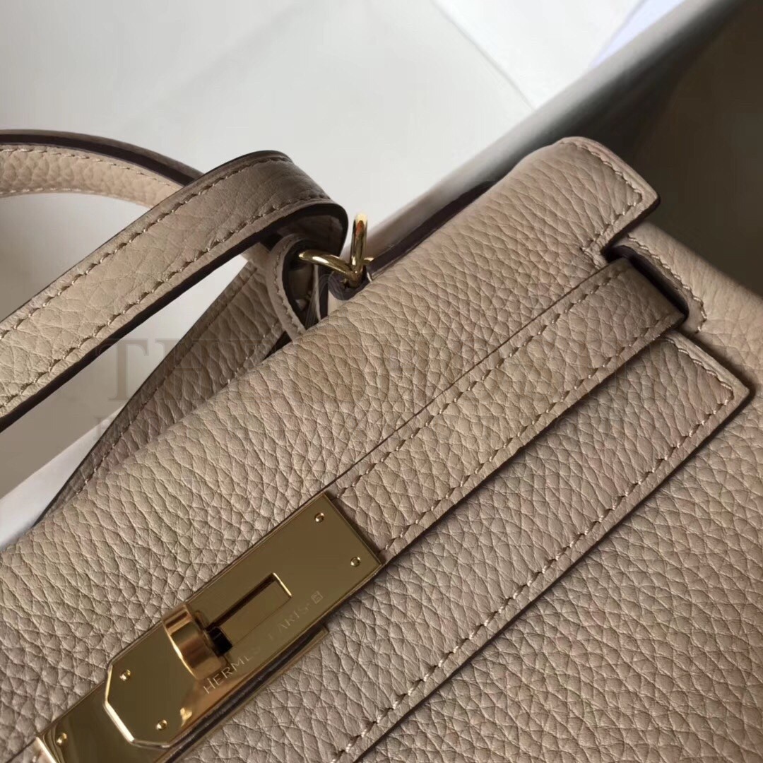 H**me5 Kelly 28cm Retourne Bag In Argile Clemence Leather Master Quality