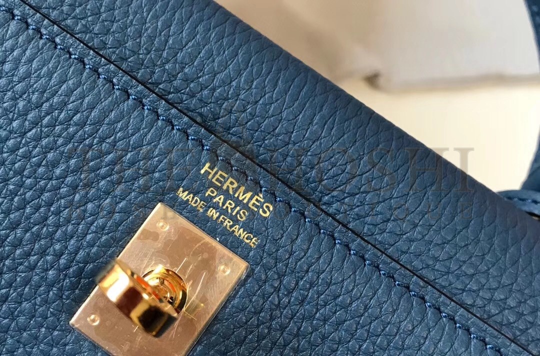 H**me5 Kelly 25cm Retourne Bag In Agate Blue Clemence Leather Master Quality