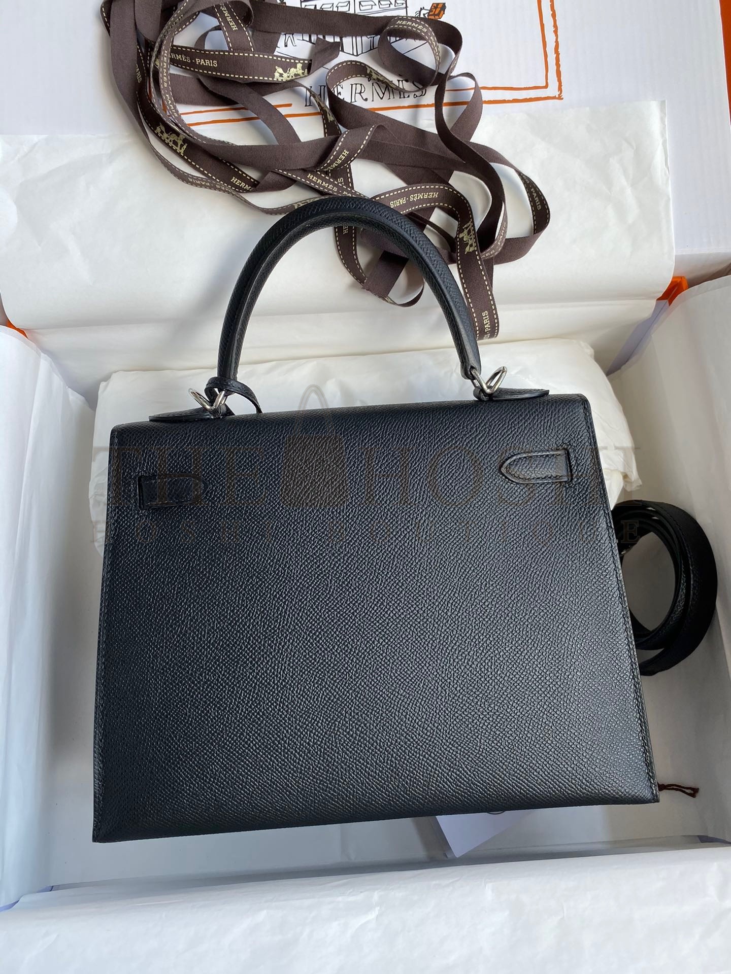 H**me5 Epsom Kelly 25cm Sellier Handmade Black Bag Master Quality