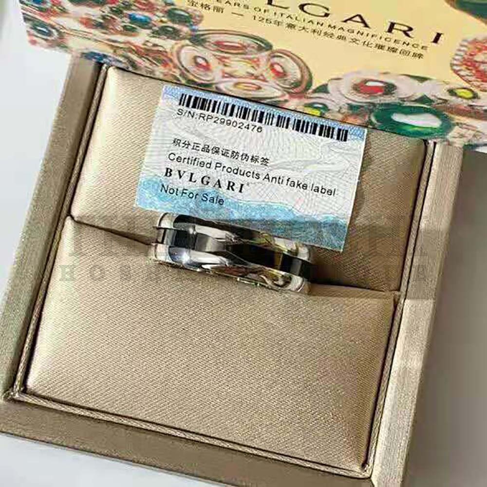 Bv1g*ai Women Save the Children One-band Sterling Silver Ring with Black Ceramic Master Quality