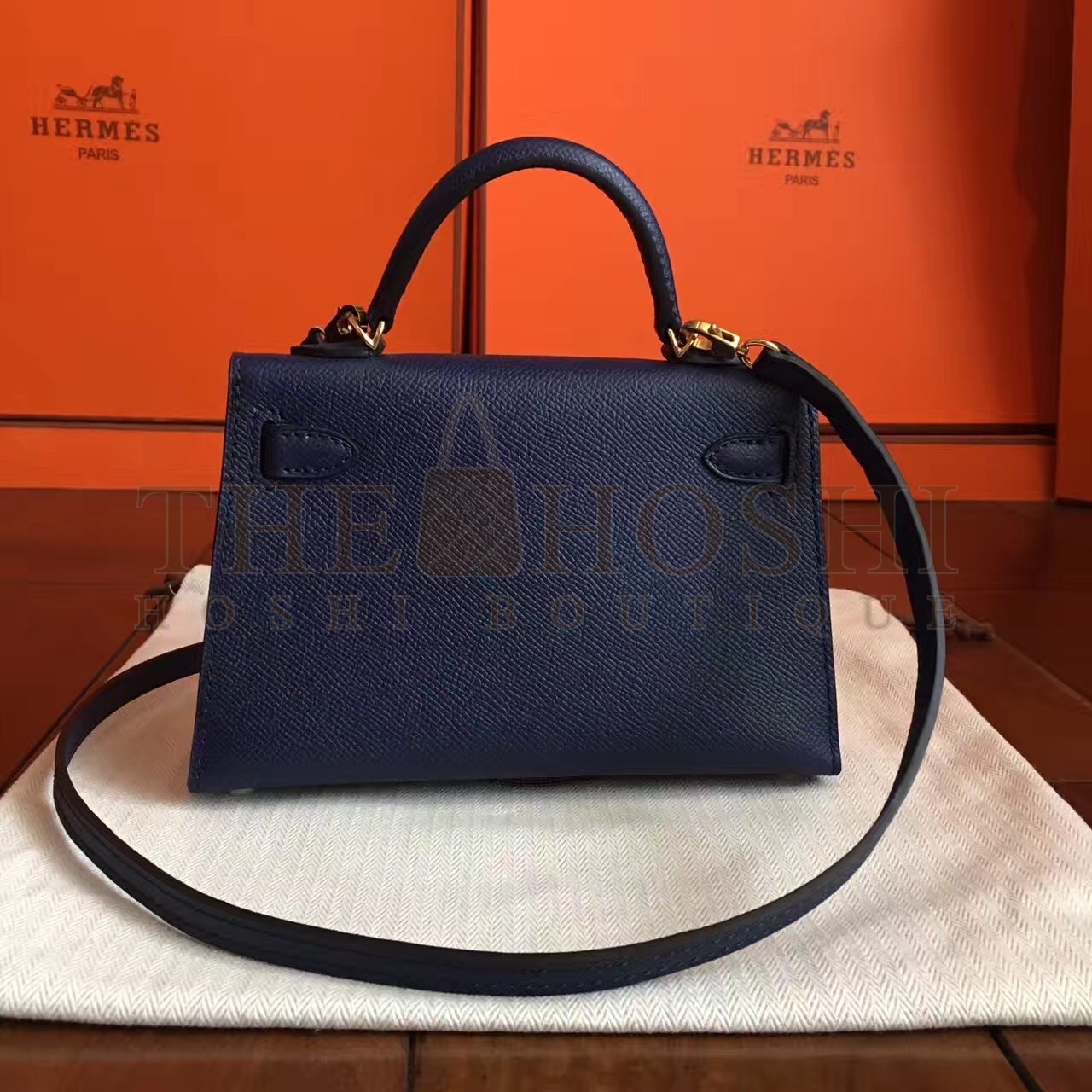 H**me5 Sapphire Epsom Kelly Mini II Handmade Bag Master Quality