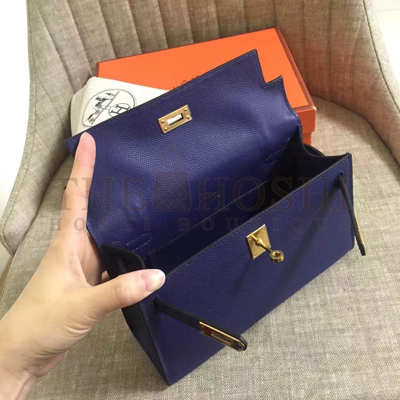 H**me5 Sapphire Kelly Pochette Epsom Handmade Bag Master Quality