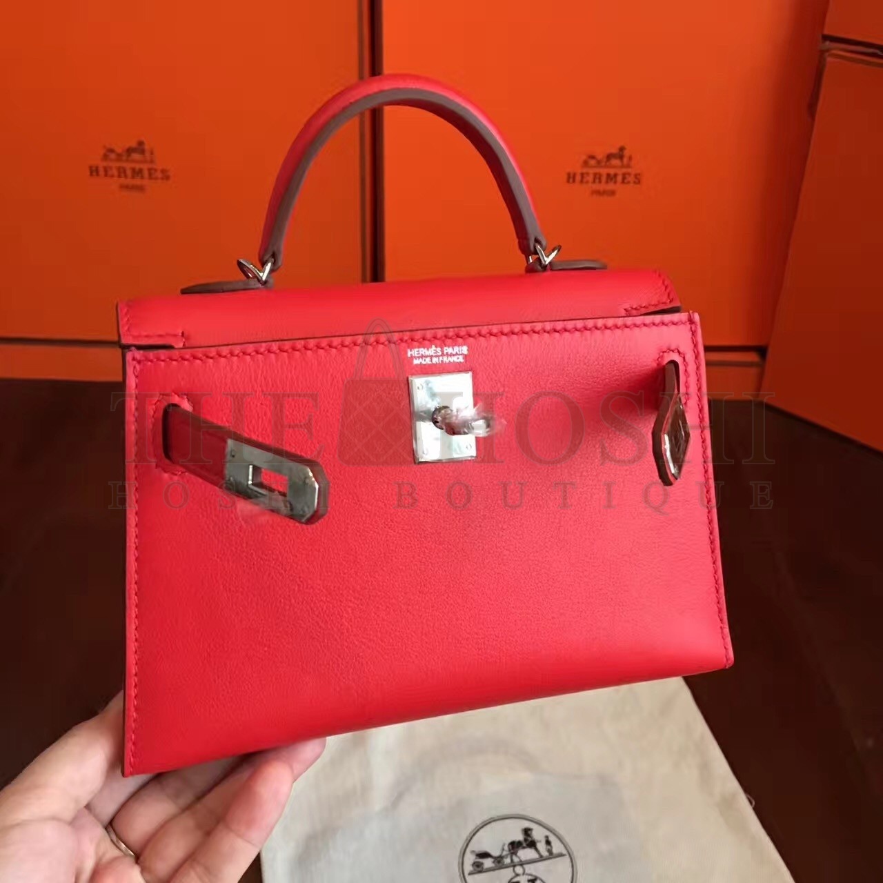 H**me5 Red Swift Kelly Mini II Handmade Bag Master Quality
