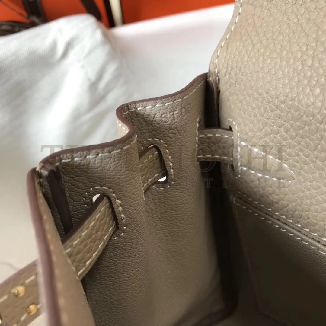 H**me5 Kelly 20cm Bag In Grey Clemence Leather GHW Master Quality