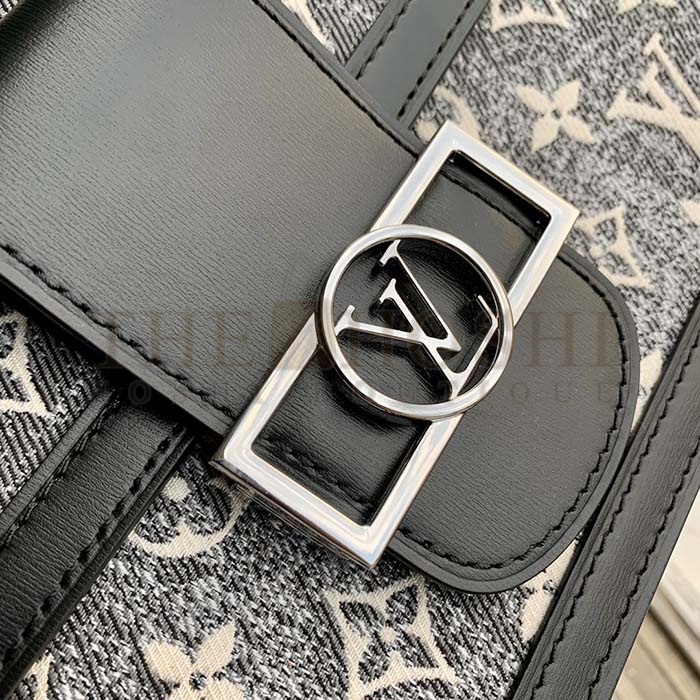 L0vis Vvtt0n LV Women Dauphine MM Handbag Gray Denim Textile Jacquard Master Quality