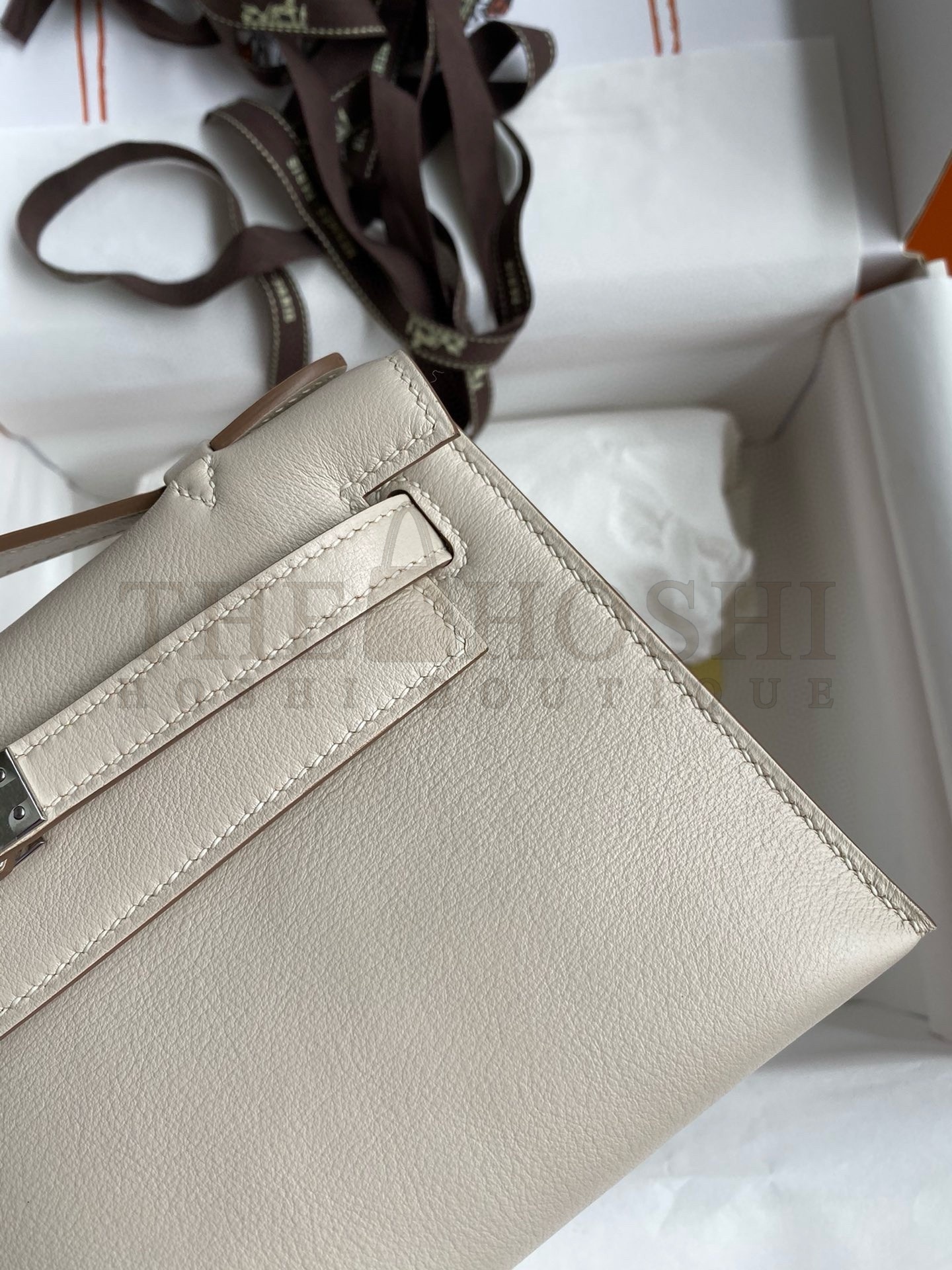 H**me5 Kelly Pochette Handmade Bag In Craie Swift Calfskin Master Quality