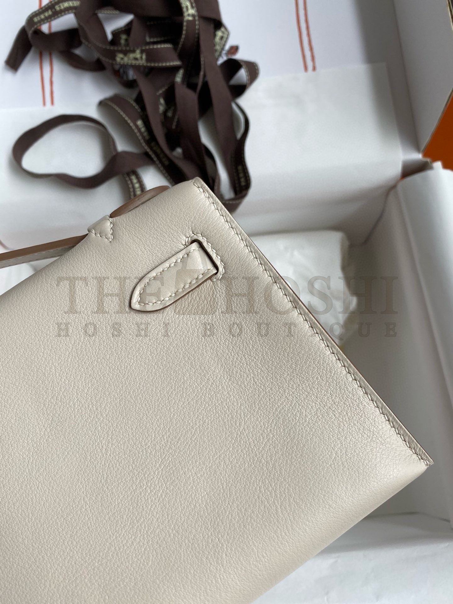 H**me5 Kelly Pochette Handmade Bag In Craie Swift Calfskin Master Quality