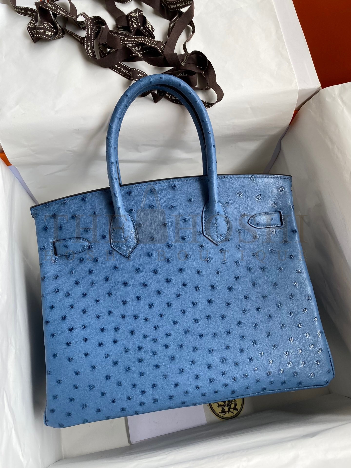H**me5 Birkin 30 Retourne Handmade Bag In Mykonos Ostrich Leather Master Quality