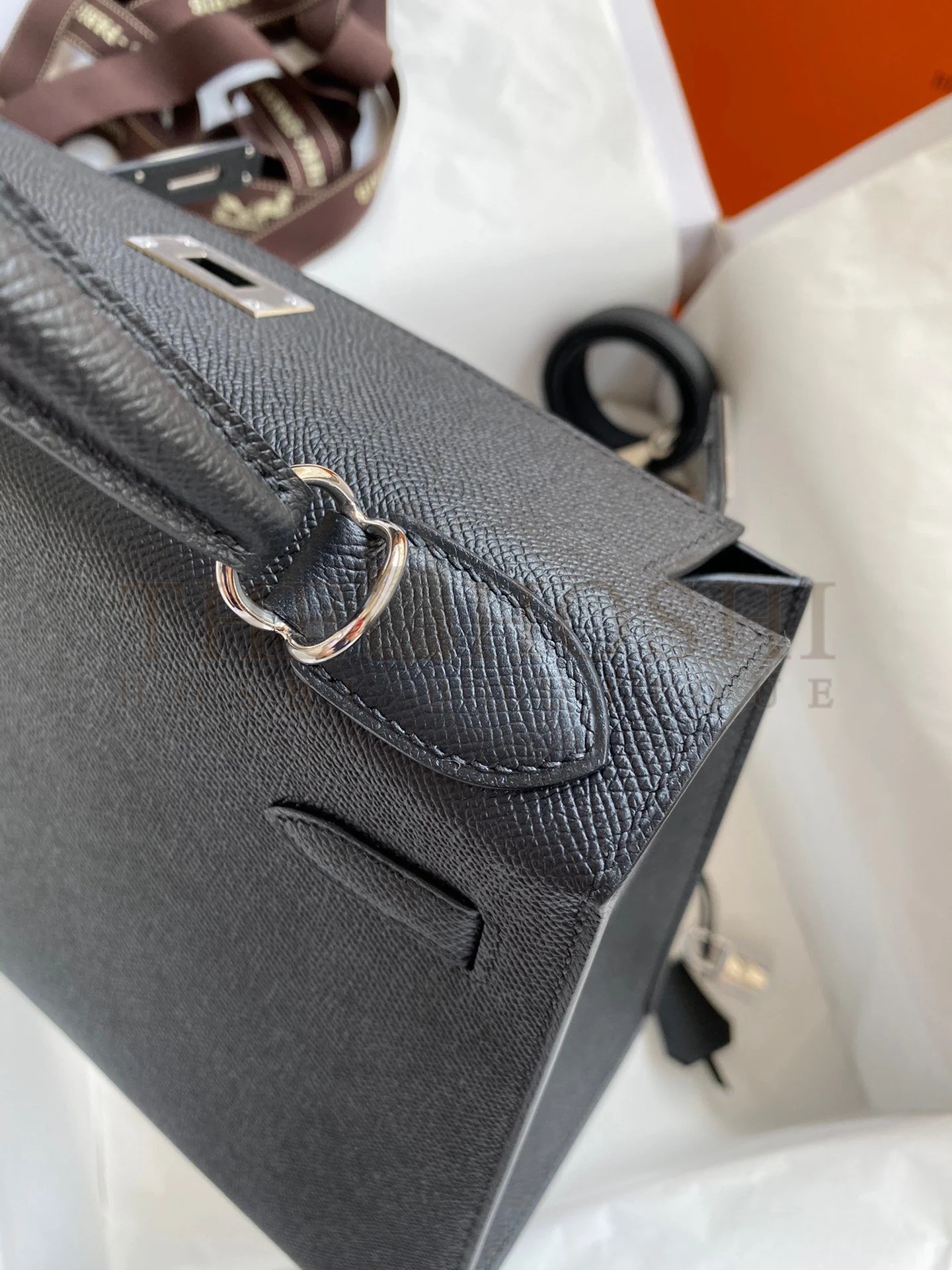 H**me5 Kelly Sellier 28 Handmade Bag In Black Epsom Calfskin Master Quality