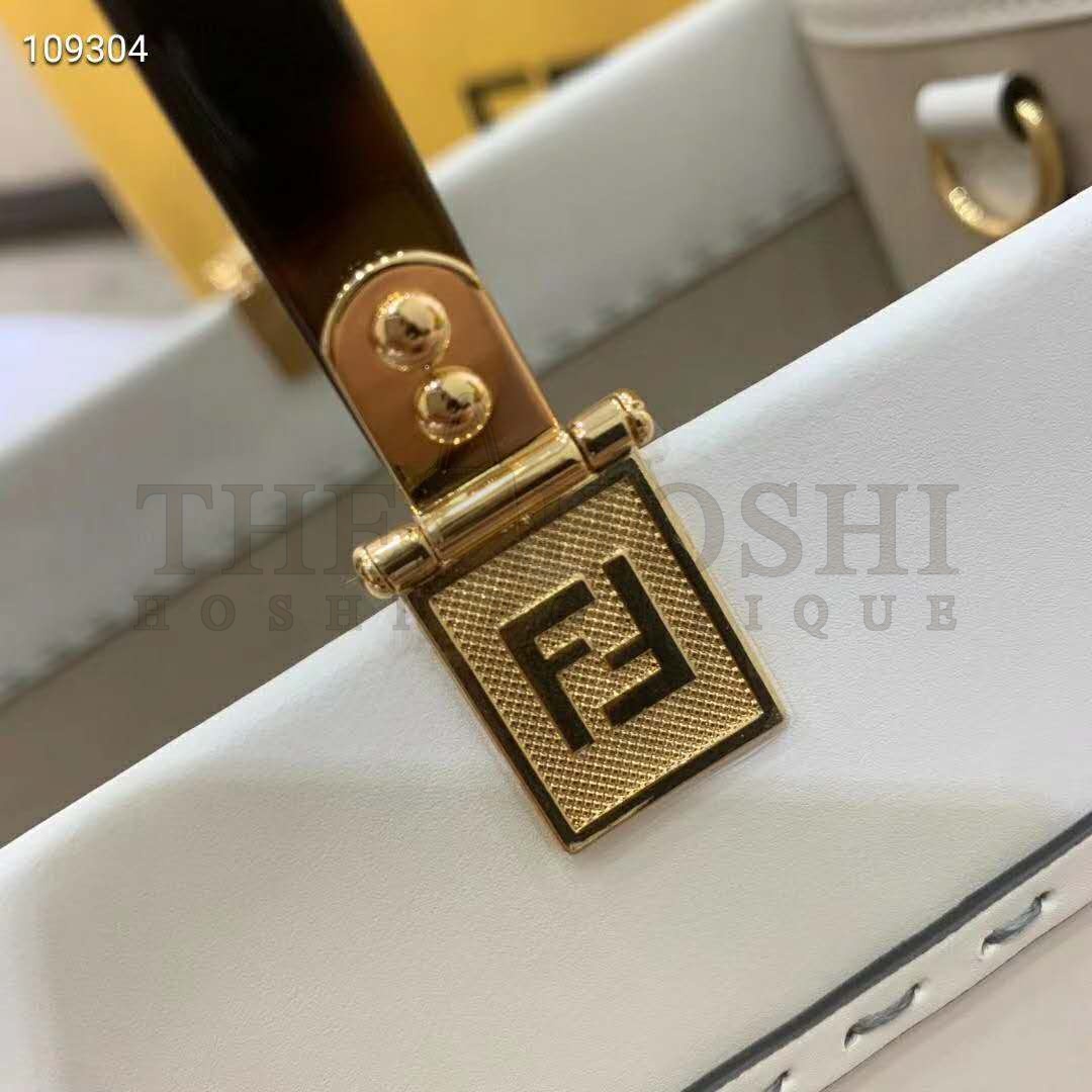 F**di Women Sunshine Shopper Bag White Leather “F**di ROMA” Master Quality