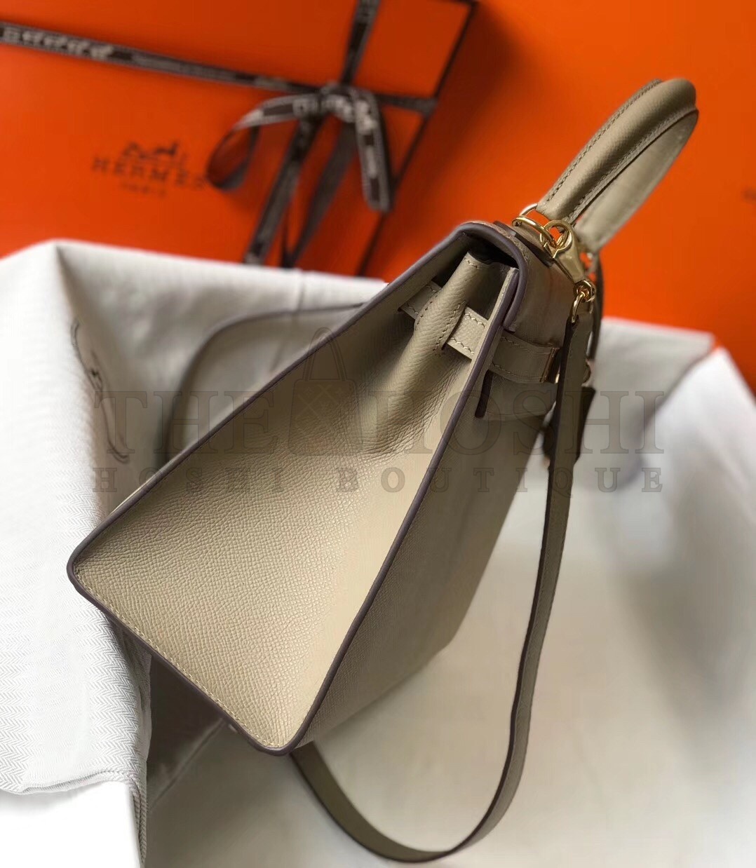 H**me5 Kelly 28cm Sellier Bag In Tourterelle Epsom Leather Master Quality