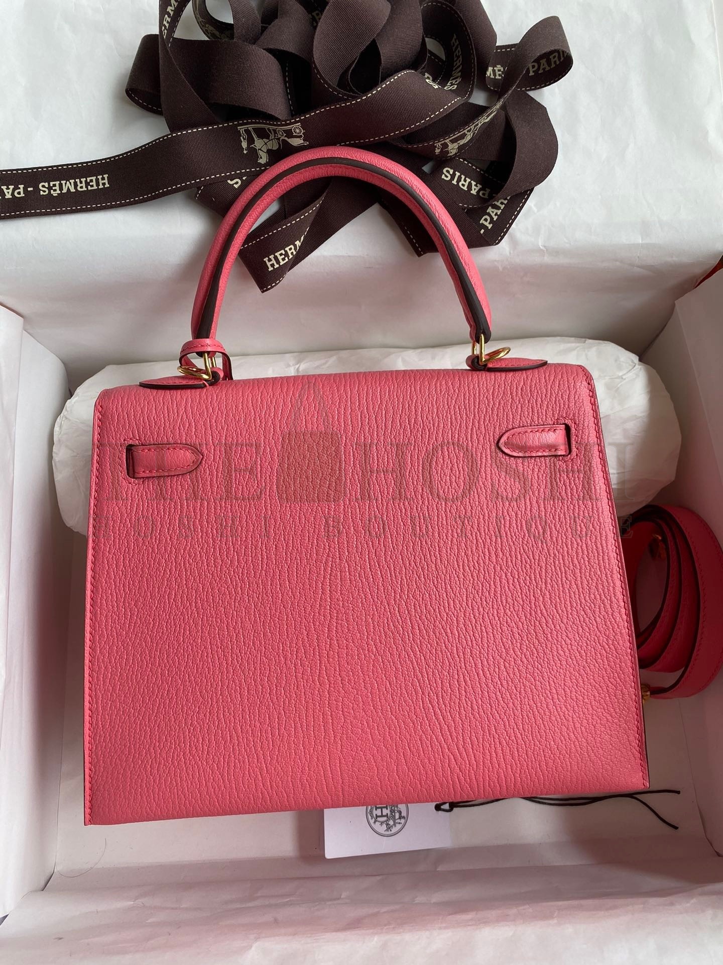 H**me5 Kelly Sellier 25 Handmade Bag In Rose Lipstick Mysore Goatskin Master Quality