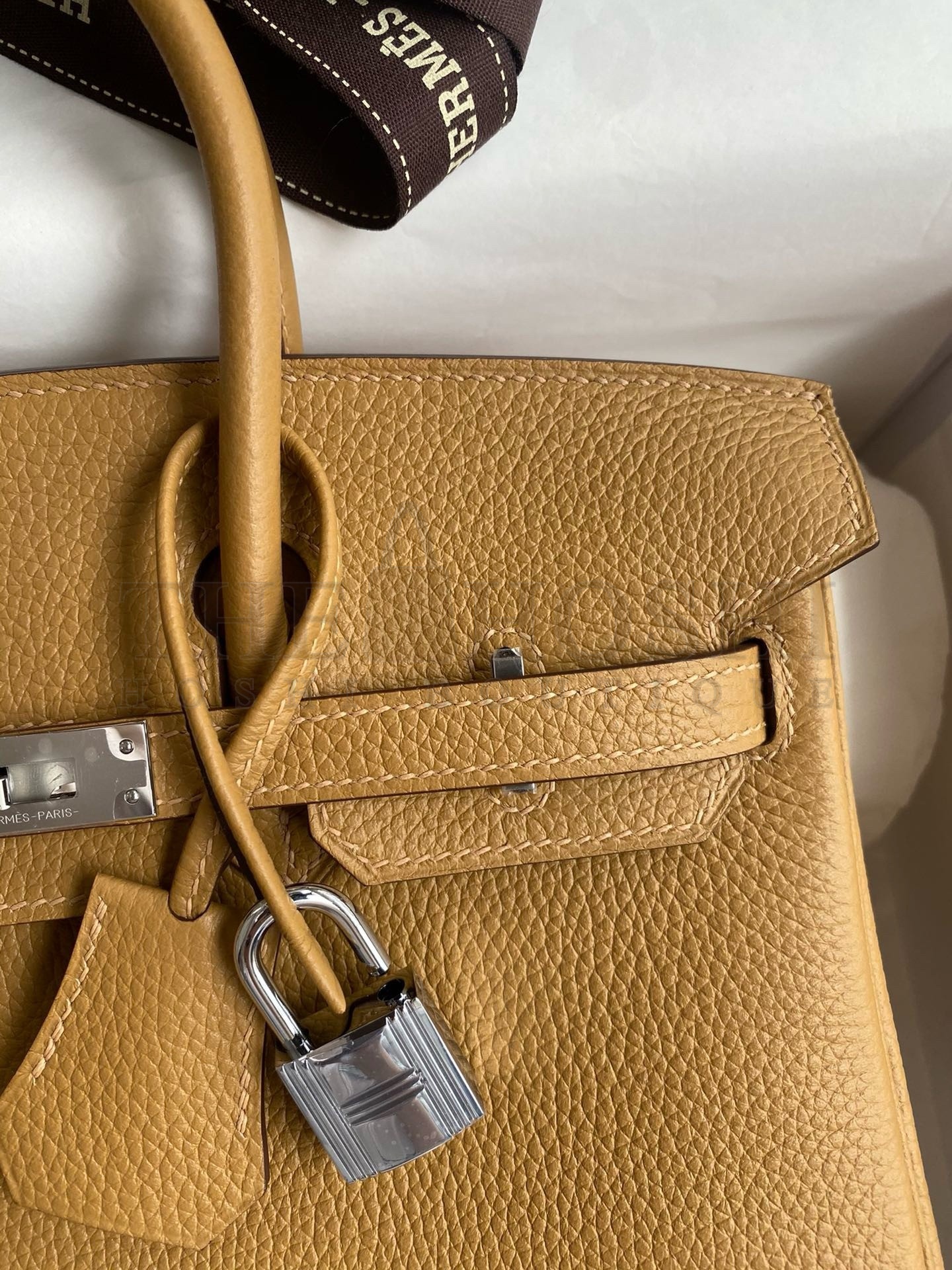 H**me5 Birkin 25 Retourne Handmade Bag In Biscuit Clemence Leather Master Quality