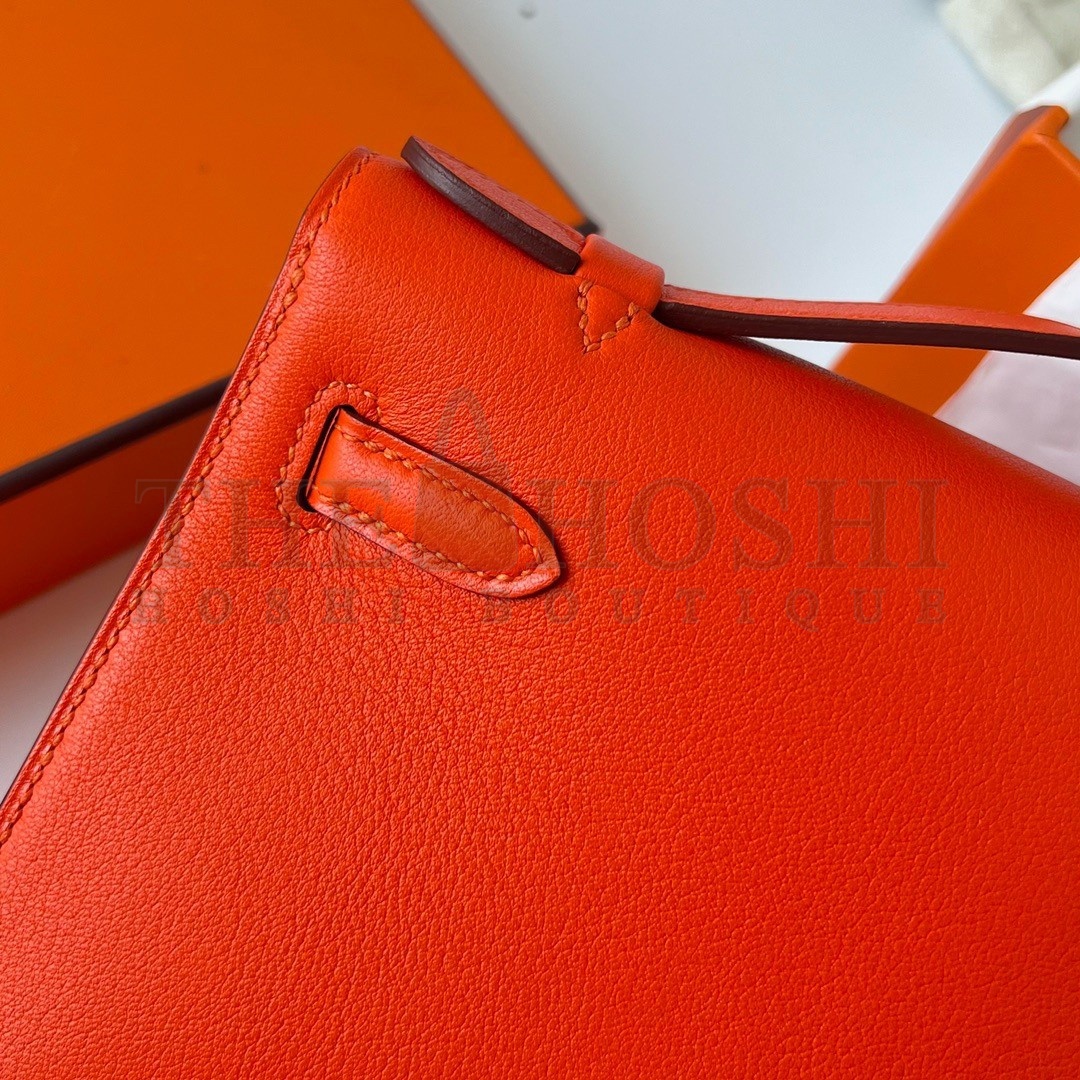 H**me5 Kelly Pochette Handmade Bag In Rouge Piment Swift Calfskin Master Quality