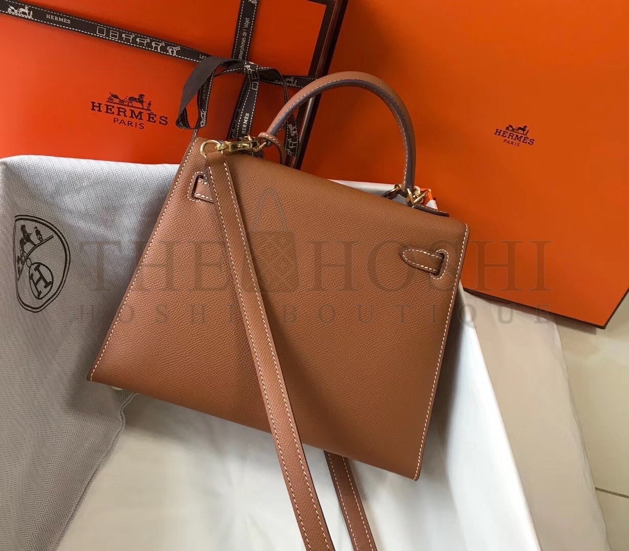H**me5 Kelly 25cm Sellier Bag In Gold Epsom Leather Master Quality