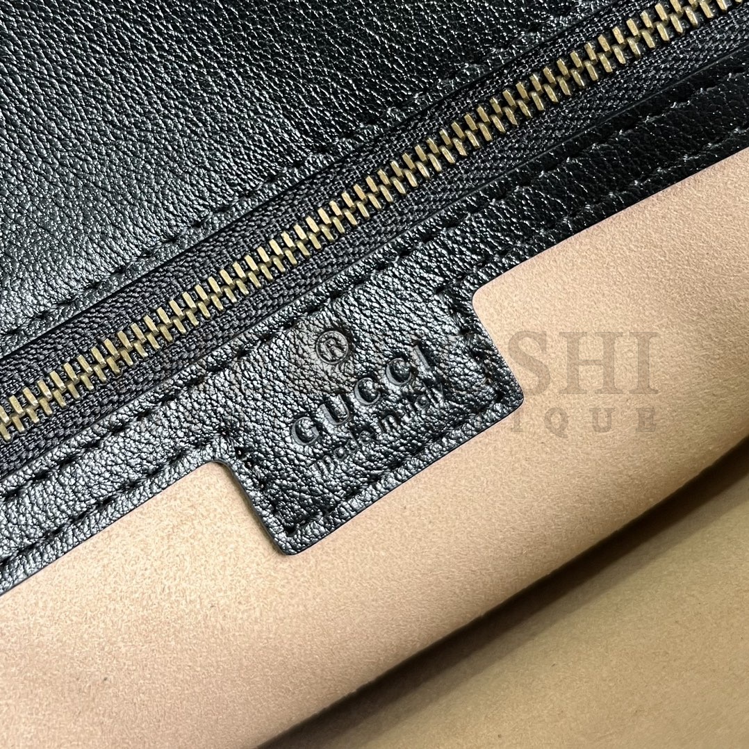 Gvc*1 Women Diana Medium Tote Bag Double G Black Leather Bamboo Handles Master Quality