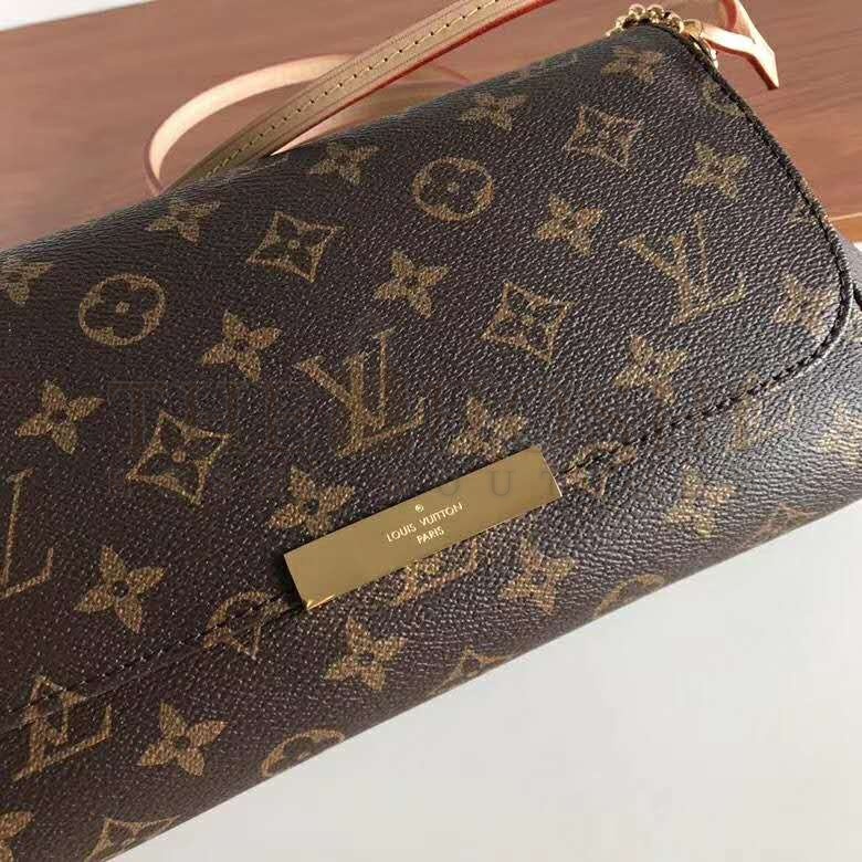 L0vis Vvtt0n LV Women Favorite MM Clutch in Monogram Coated Canvas-Brown Master Quality