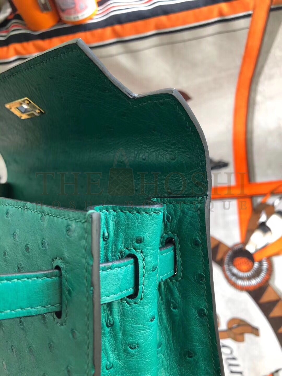 H**me5 Vert Vertigo Ostrich Kelly 25cm Handmade Bag Master Quality