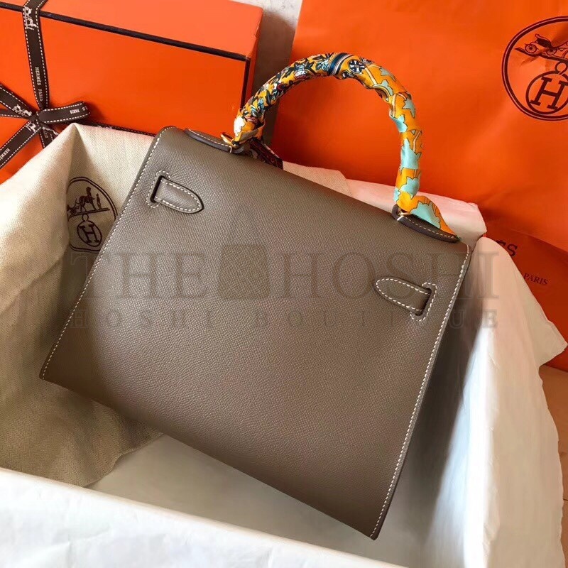 H**me5 Taupe Epsom Kelly 28cm Handmade Bag Master Quality