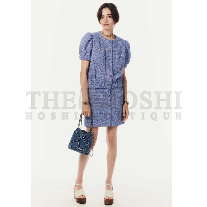 Ch**el Women CC 22  Handbag Stitched Denim Silver Metal Blue 20cm and 36cm Master Quality