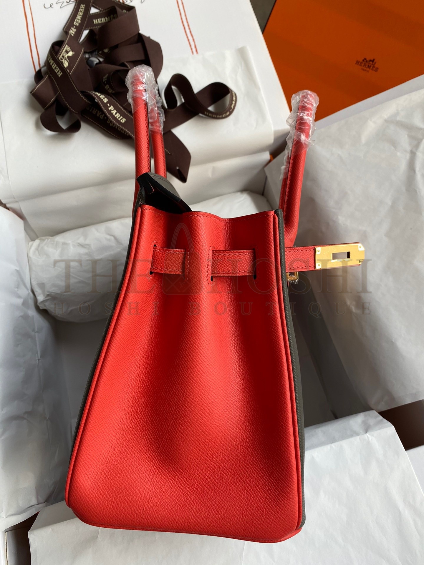H**me5 HSS Birkin 30 Bicolor Bag in Etain and Piment Epsom Calfskin Master Quality