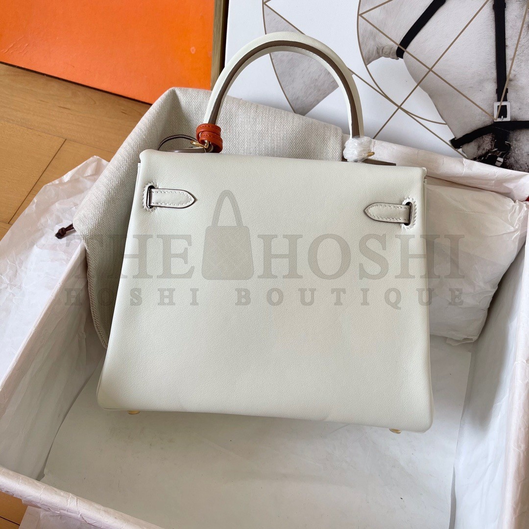 H**me5 Kelly Retourne 25 Handmade Bag In Craie Swift Calfskin Master Quality