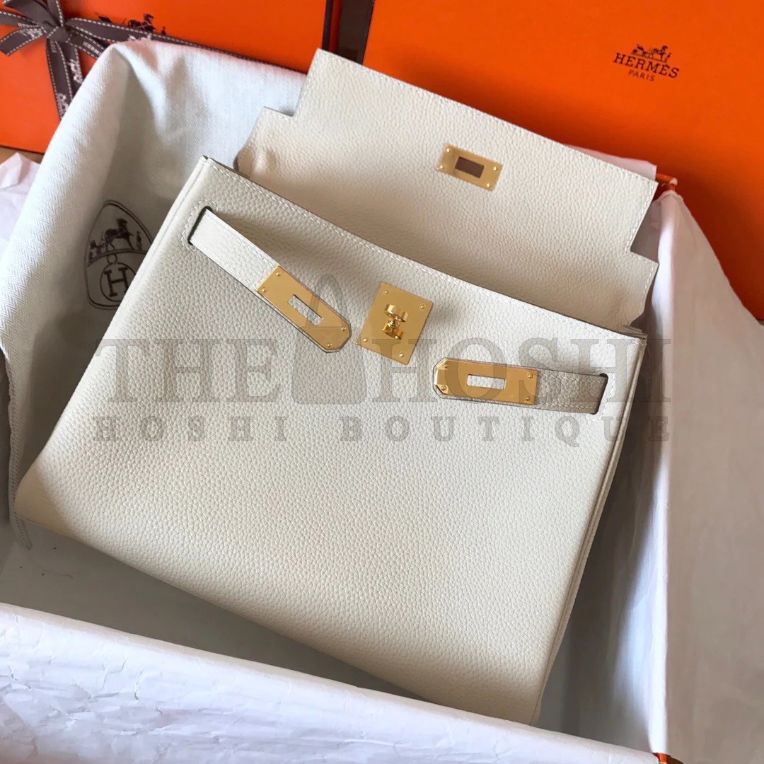 H**me5 Kelly Retourne 28 Handmade Bag In Craie Clemence Leather Master Quality
