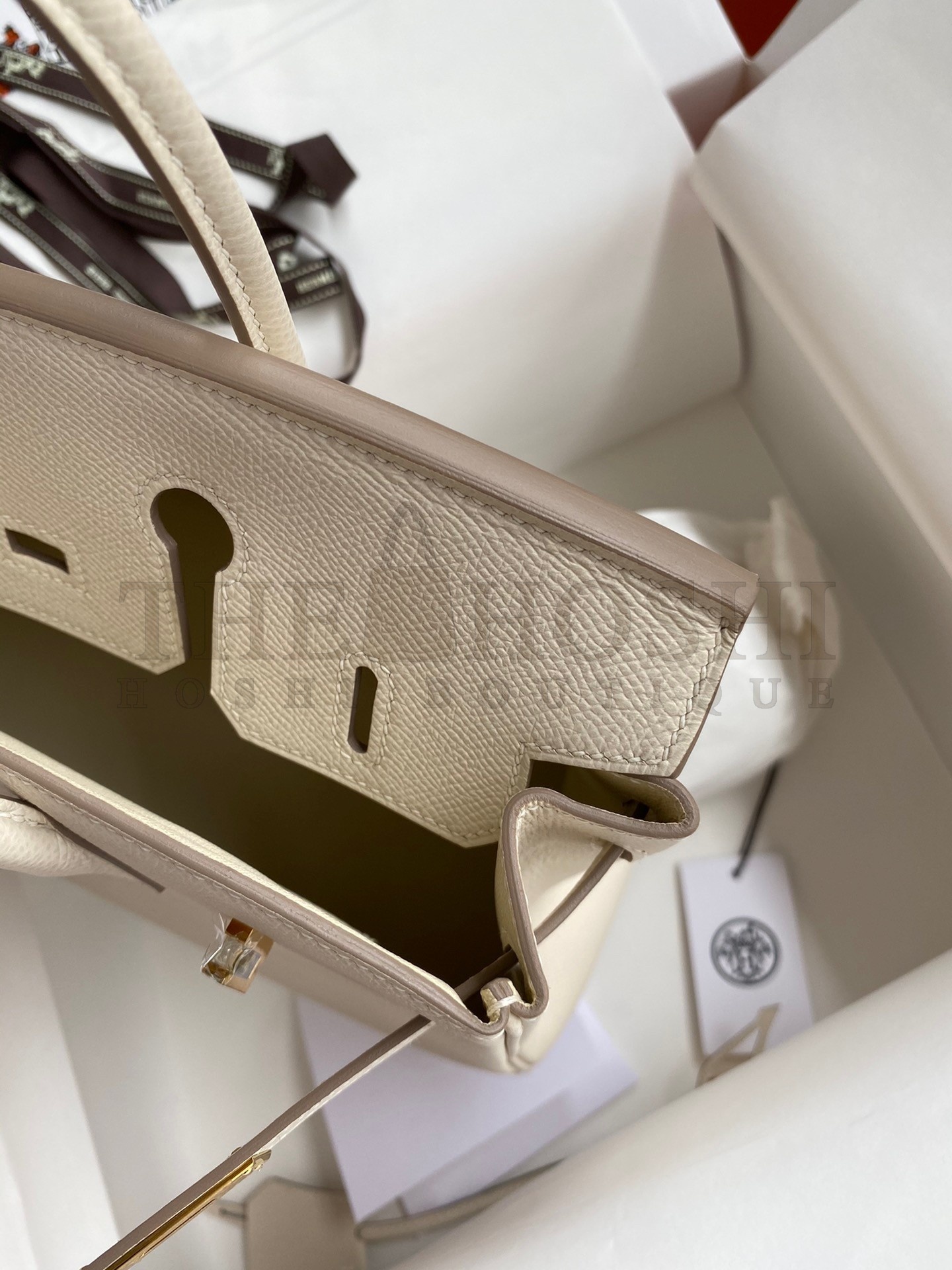H**me5 Birkin 25 Retourne Handmade Bag In Craie Epsom Calfskin Master Quality