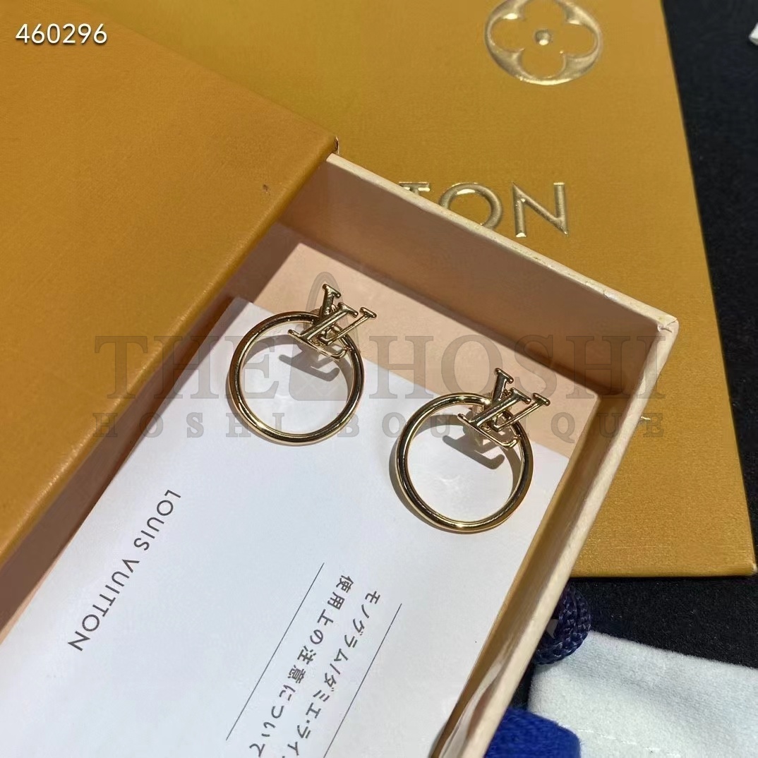 L0vis Vvtt0n Women LV Eclipse Earrings Metal Gold-Color Initials M00763 Master Quality