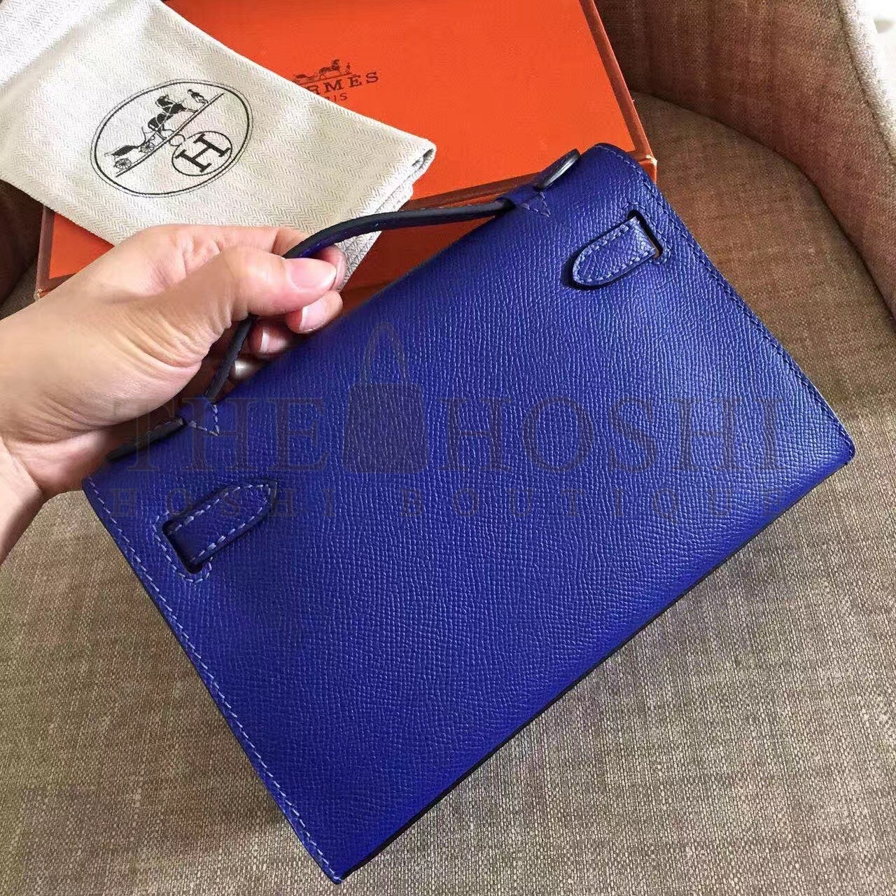 H**me5 Blue Electric Kelly Pochette Epsom Handmade Bag Master Quality