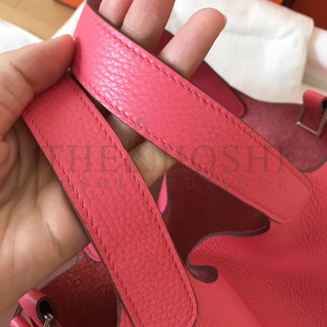 H**me5 Rose Lipstick Picotin Lock MM 22cm Handmade Bag Master Quality