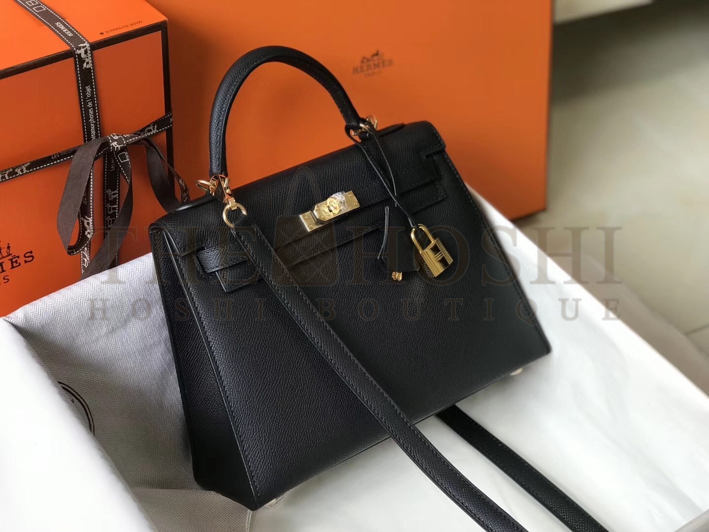 H**me5 Kelly 25cm Sellier Bag In Black Epsom Leather Master Quality