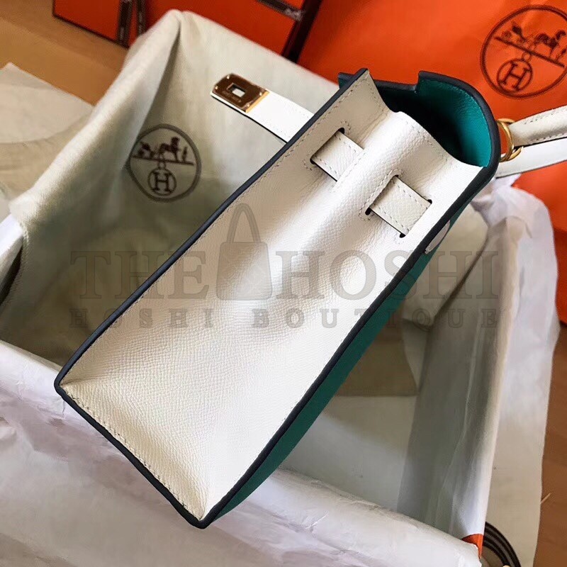 H**me5 Bicolor Epsom Kelly 28cm Malachite Handmade Bag Master Quality