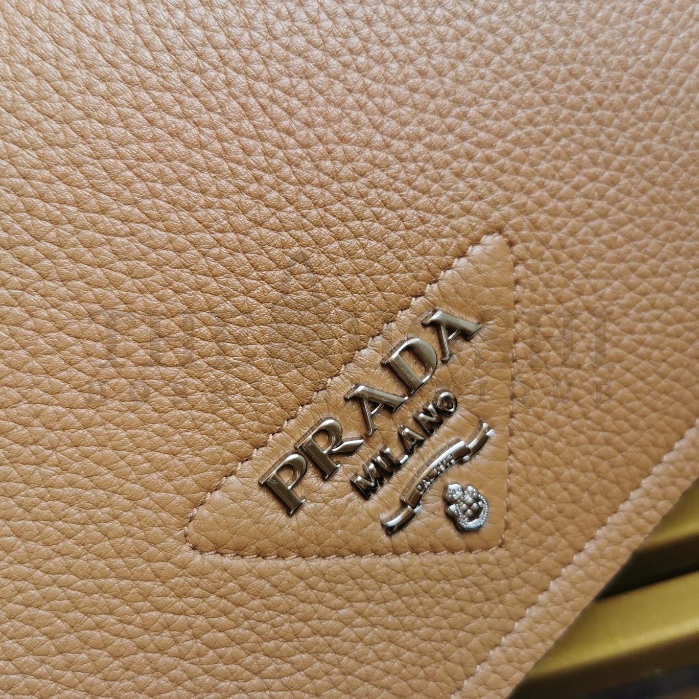 Pra*a Flap Shoulder Bag in Brown Grained Leather Master Quality