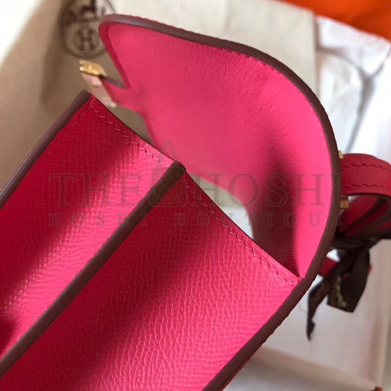 H**me5 Mini Constance 18cm Rose Lipstick Epsom Bag Master Quality