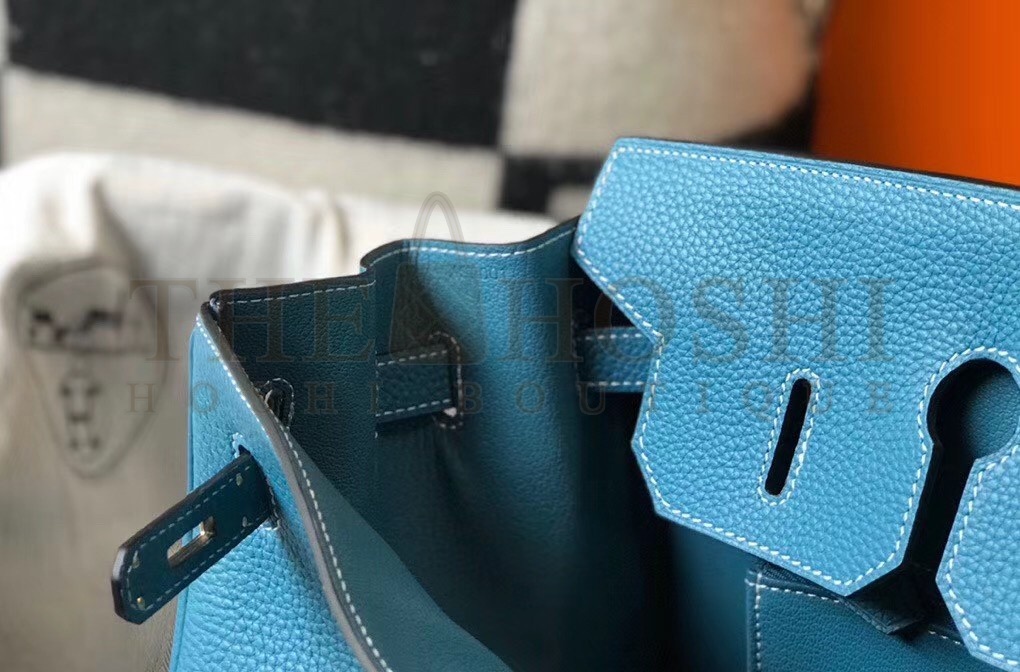 H**me5 Birkin 30 Bag in Blue Jean Clemence Leather with GHW Master Quality