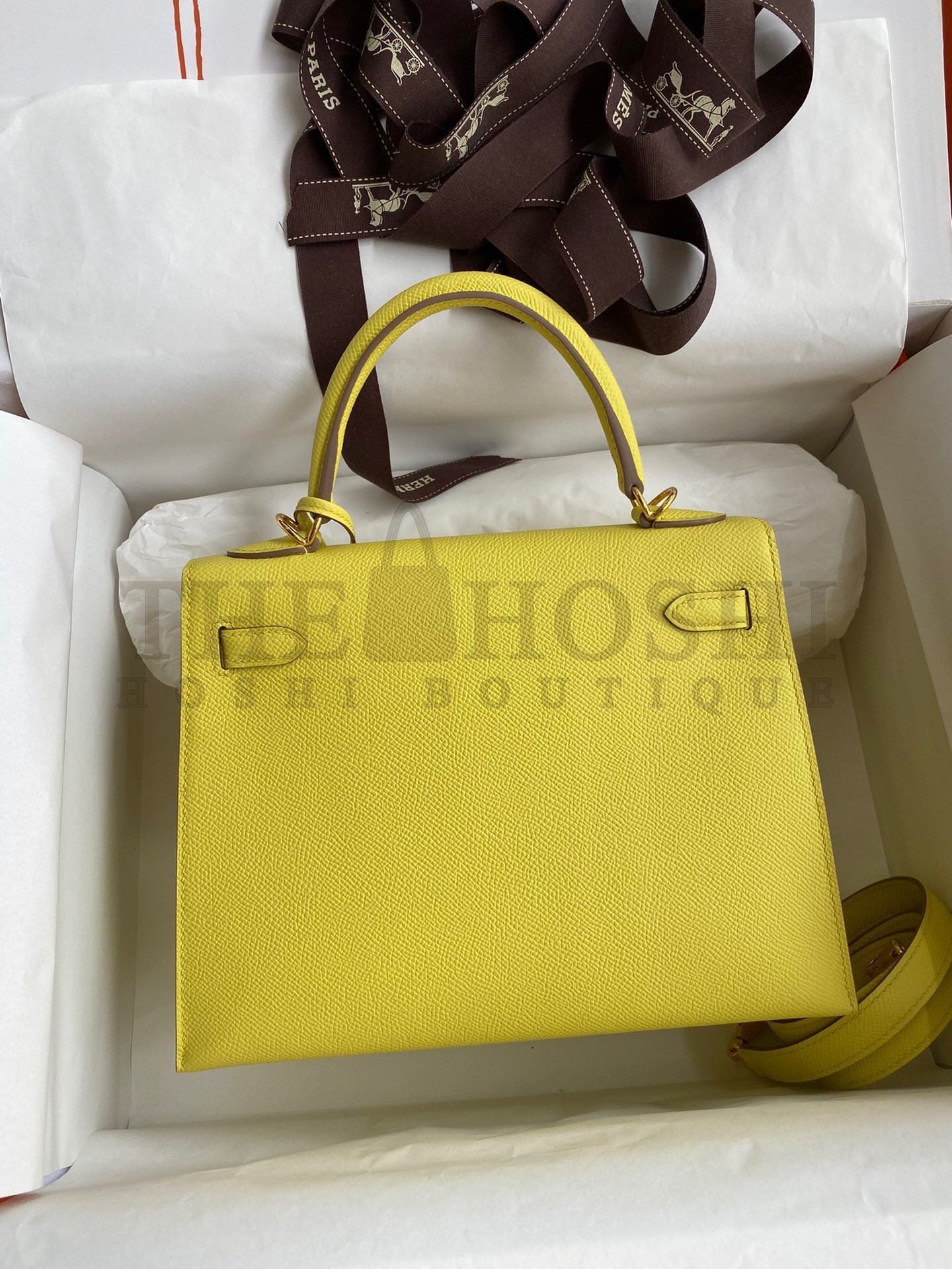 H**me5 Epsom Kelly 25cm Sellier Handmade Lime Bag Master Quality