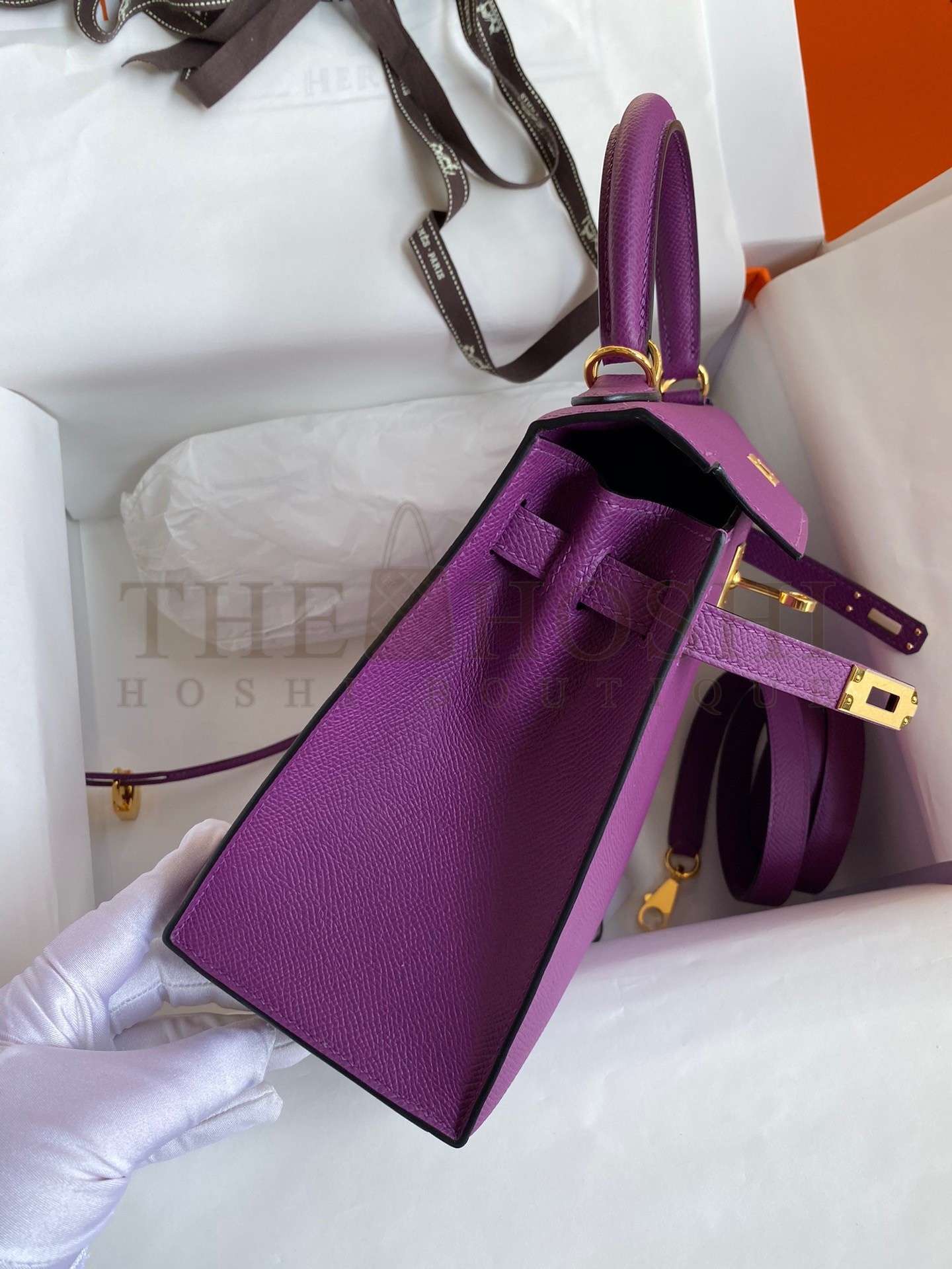 H**me5 Epsom Kelly 25cm Sellier Handmade Anemone Bag Master Quality