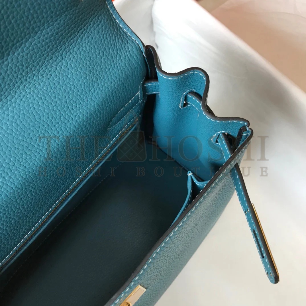 H**me5 Kelly 28cm Retourne Bag in Blue Jean Clemence Leather GHW Master Quality