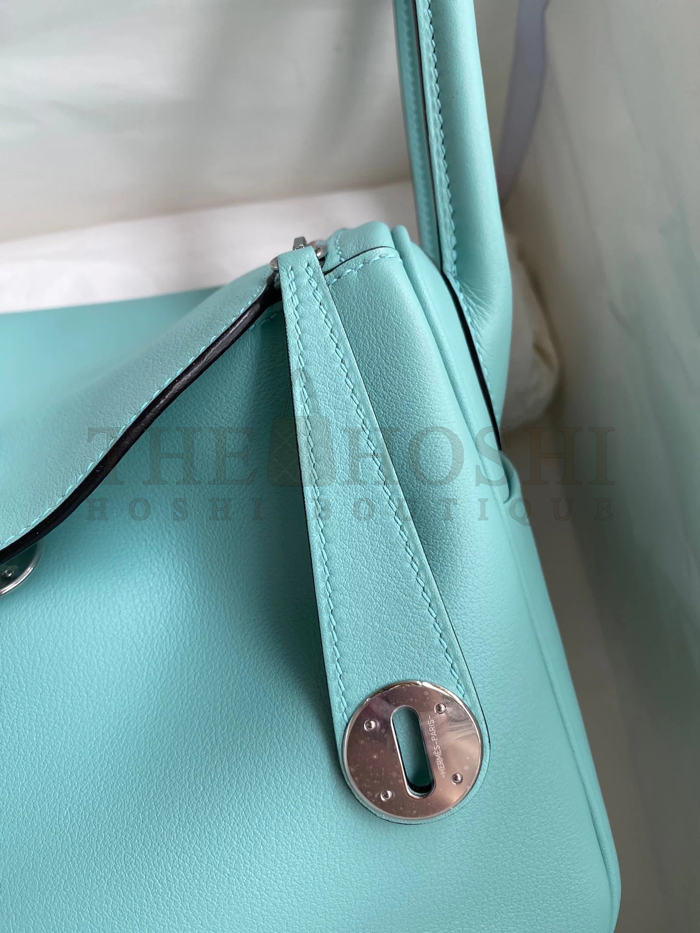 H**me5 Lindy 26 Handmade Bag In Blue Atoll Swift Calfskin Master Quality