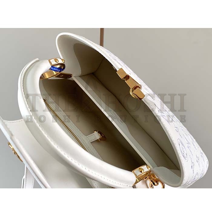 L0vis Vvtt0n LV Women Capucines BB Handbag White Calfskin Cowhide Leather Master Quality