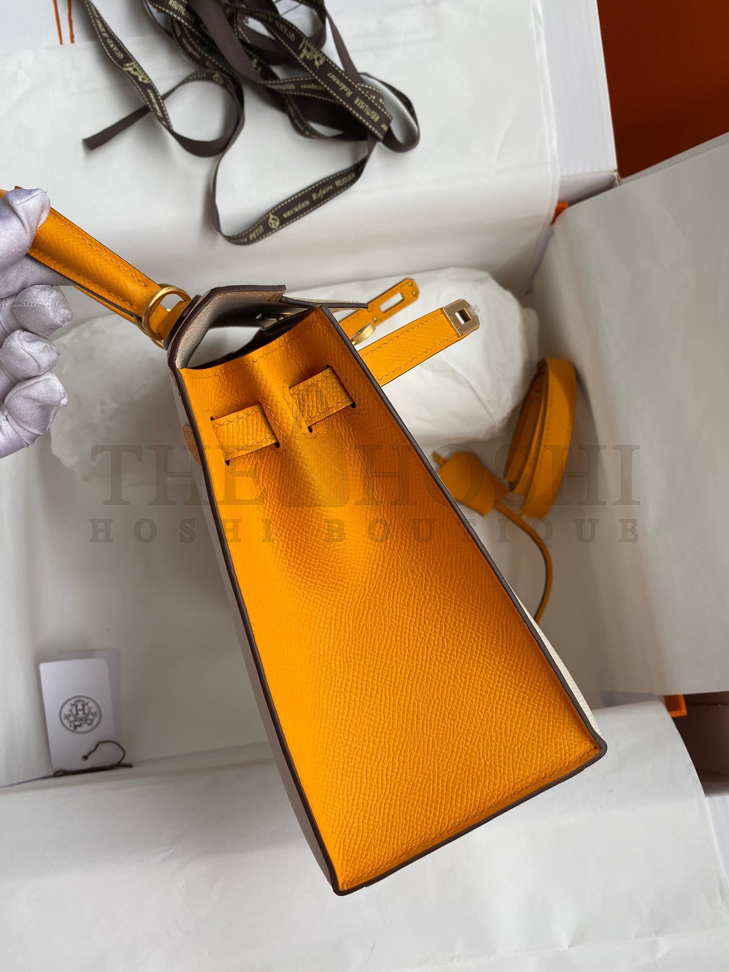 H**me5 Kelly Sellier 25 Bicolor Bag in Craie and Yellow Epsom Calfskin Master Quality