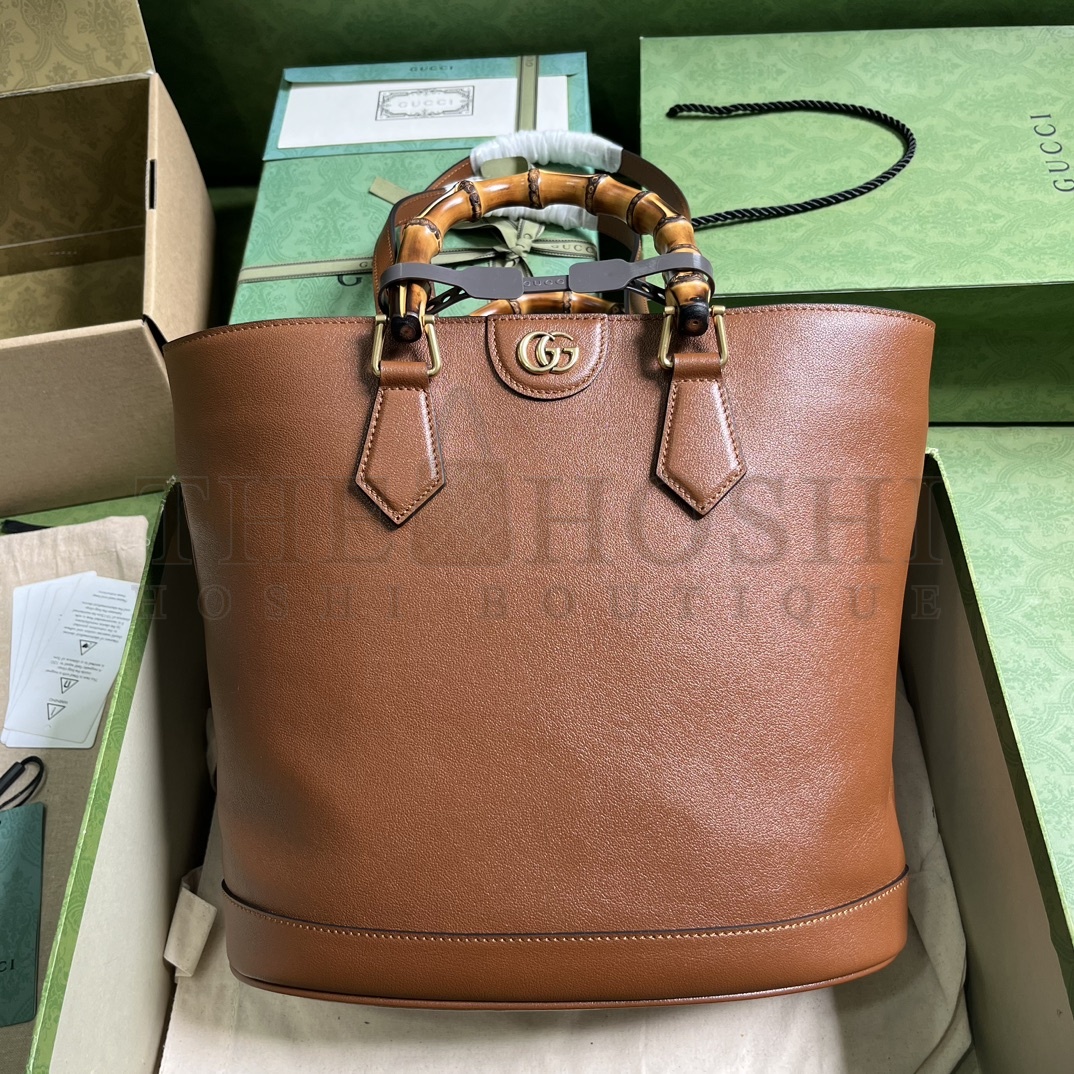 Gvc*1 Women Gvc*1 Diana Medium Tote Bag Double G Cuir Leather Bamboo Handles Master Quality