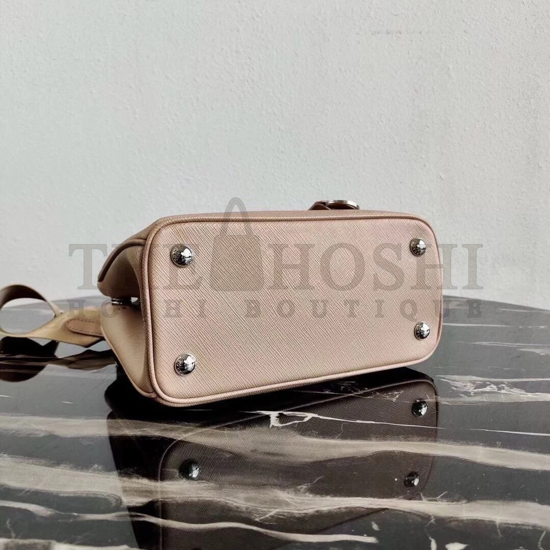 Pra*a Galleria Mini Bag In Beige Saffiano Leather Master Quality