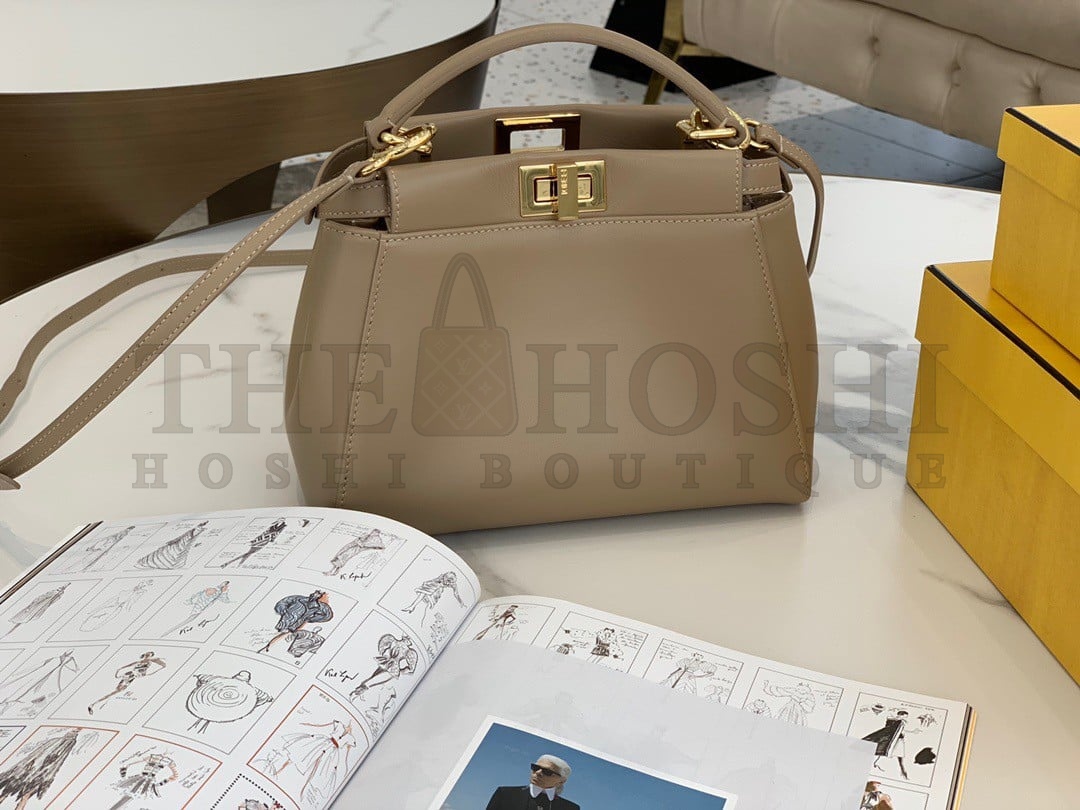 F**di Peekaboo Mini Bag In Dove Grey Nappa Leather Master Quality