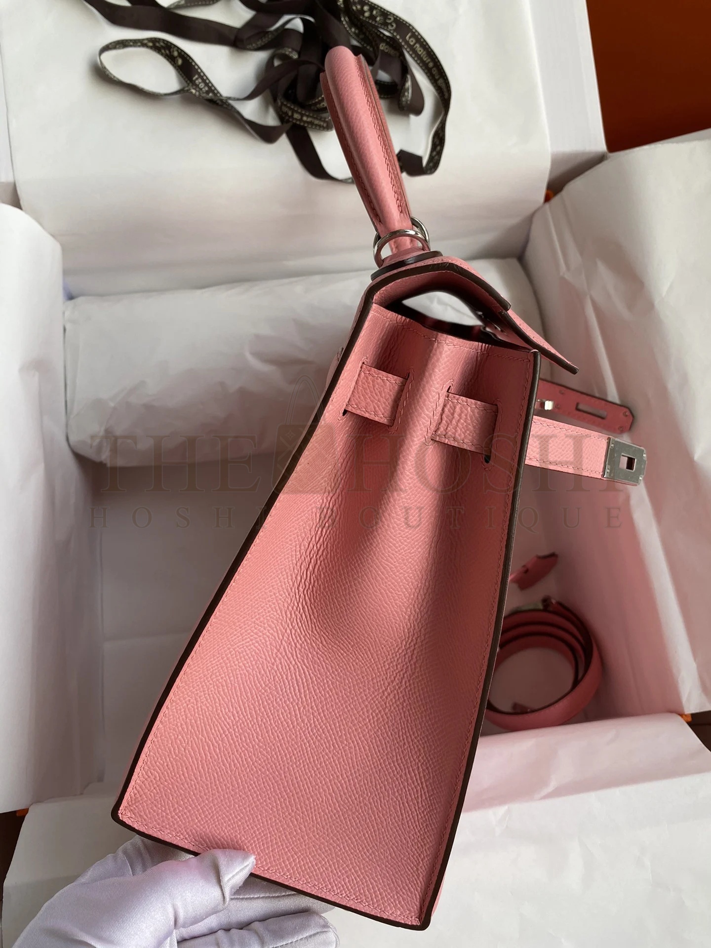 H**me5 Kelly Sellier 28 Handmade Bag In Rose Confetti Epsom Calfskin Master Quality