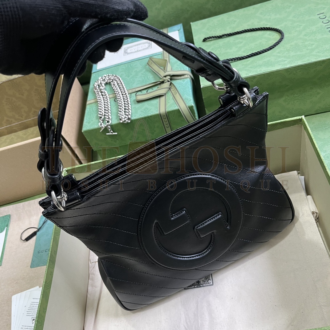 Gvc*1 Women GG Blondie Small Tote Bag Black Leather Round Interlocking G Master Quality